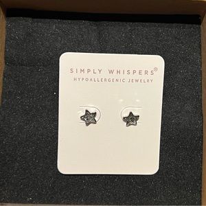 NWOT. Simply Whispers hypoallergenic star earrings in silver. Never worn.